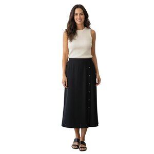 James Perse NWOT Black Button Detail Midi Skirt Career Versatile Size XS